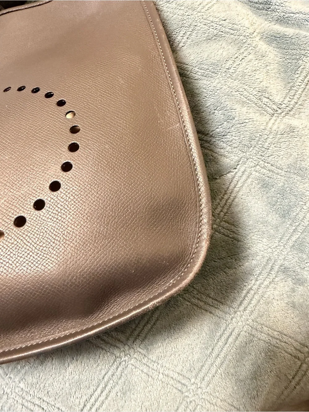 Hermes Gray Leather Messenger Bag with Charcoal Strap clean inside comes  bag